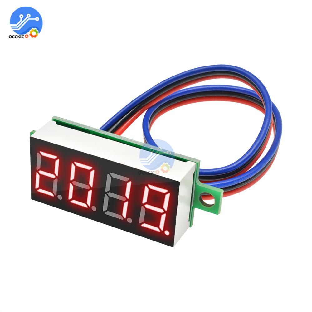 DC0-100V 0.36" Voltmeter 4 Digit Display High Accuracy Car Voltage Tester 3 Wire Red Green Blue LED 12V 48V 60V Battery Detector