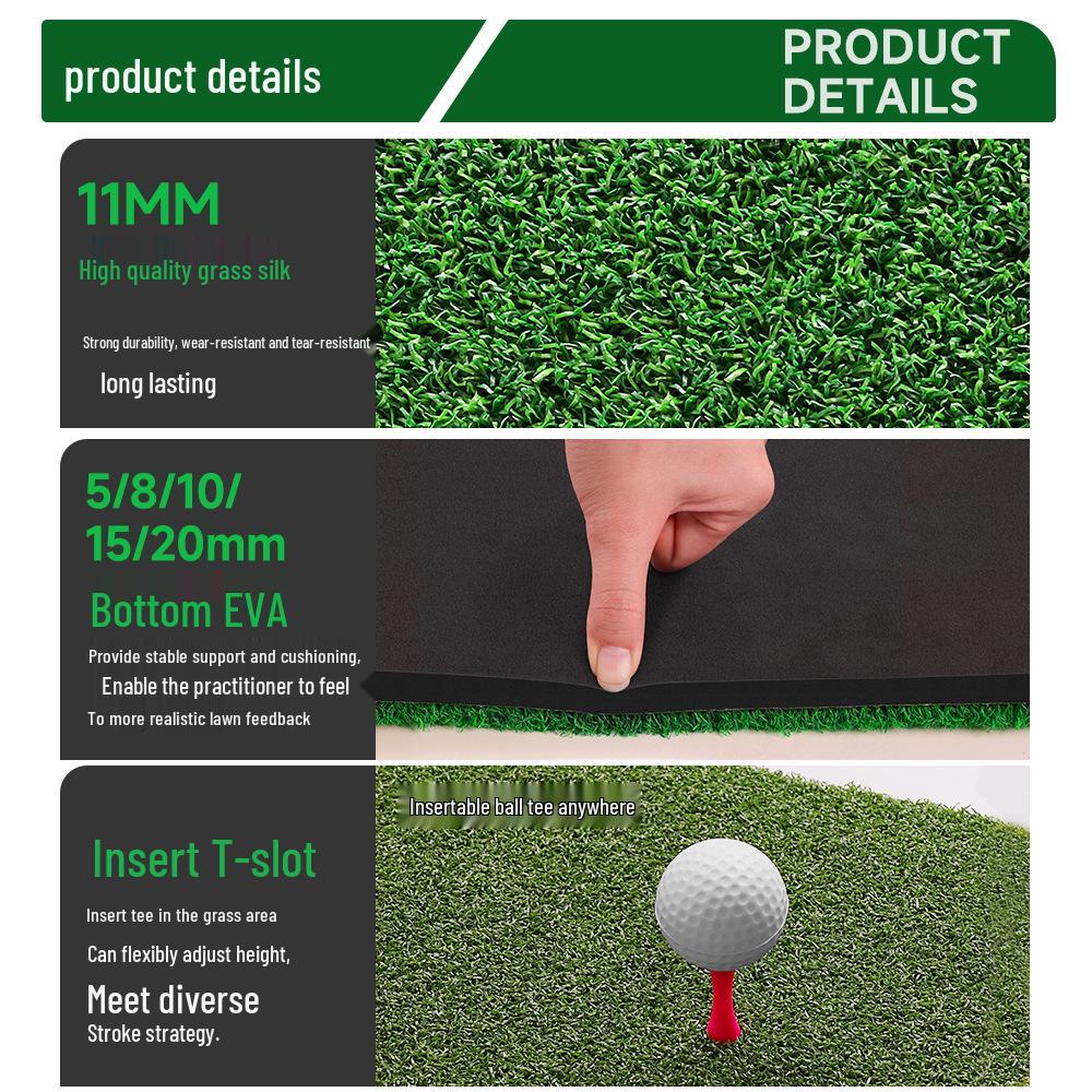 2-in-1 Golf Practice Mat with Tee Hole & Nylon Turf for Outdoor Swing Training