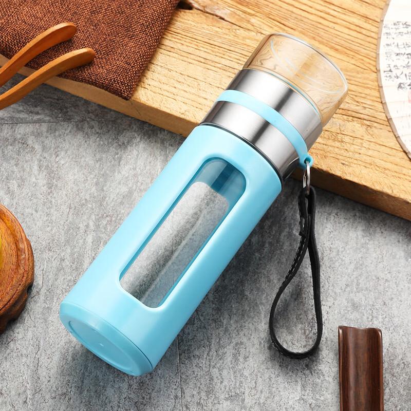 OLOEY Portable Double-Wall Tea Infuser Glass Bottle