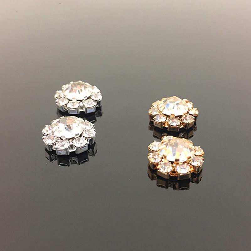 Engood 50Pcs 10mm Round Rhinestone Button Sewing Trim & Embellishments Craft Buckle for Wedding Embellishment Decor DIY Headband