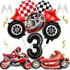 12pcs Racing Party Decoration 40inch Black Number Balloon Plaid Balloon Tire Motorcycle Balloon Striped Racing Tire Grid Digital