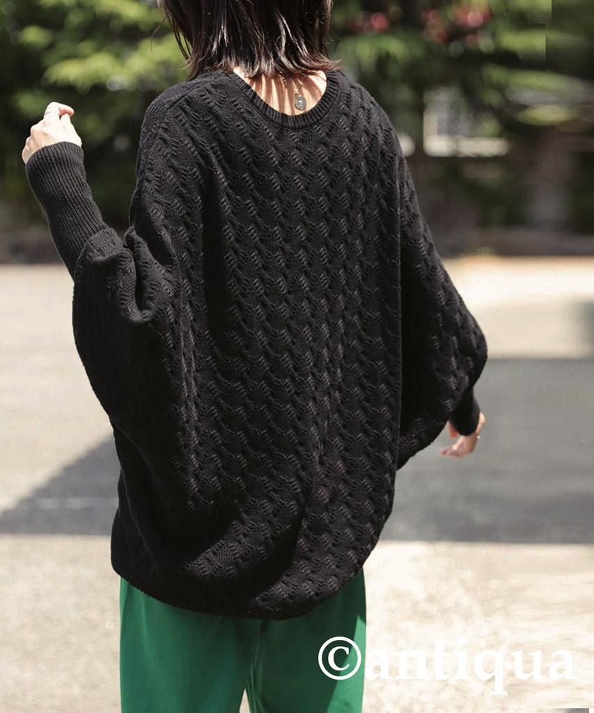 antiqua Dolman Knit Long One Size Black Women's Top, Sleeve, PYA-00018, 05,