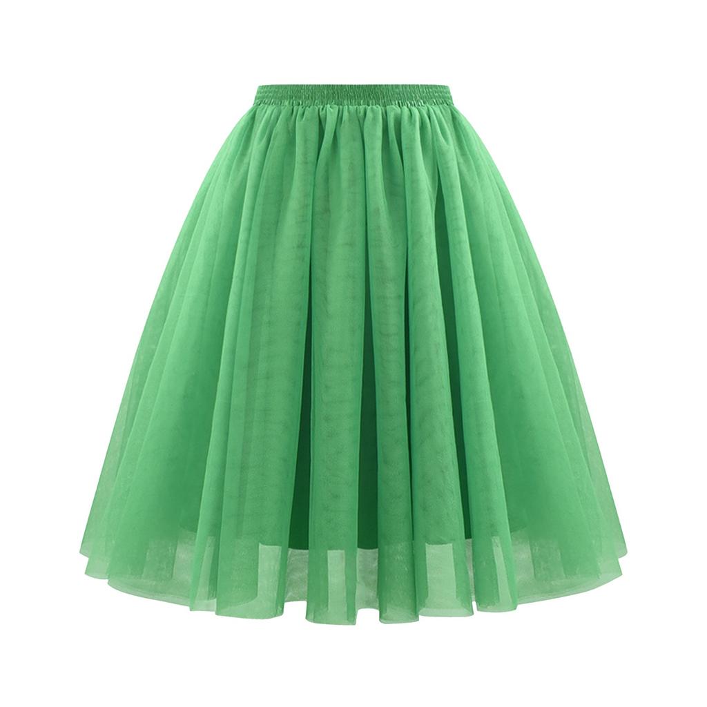 Women's Fashion Solid Color Half Skirt Party Ballet Puff Skirt Mesh Skirt