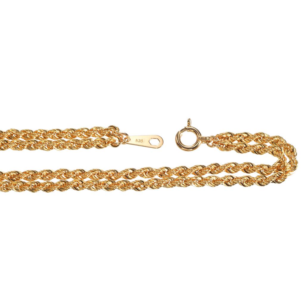 K18 18K Gold Rope Double Anklet 2mm Width Selectable Length Engraved Gold Chain Size 26cm [SPERANZA]