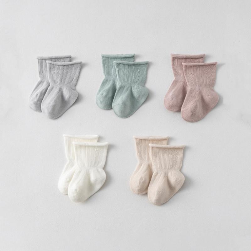 1/3/5Pairs Children Girls Socks Four Seasons Cotton Simple Toddler Boys Socks Loose Mouthed Casual Newborn Socks Age For 0-5Yrs