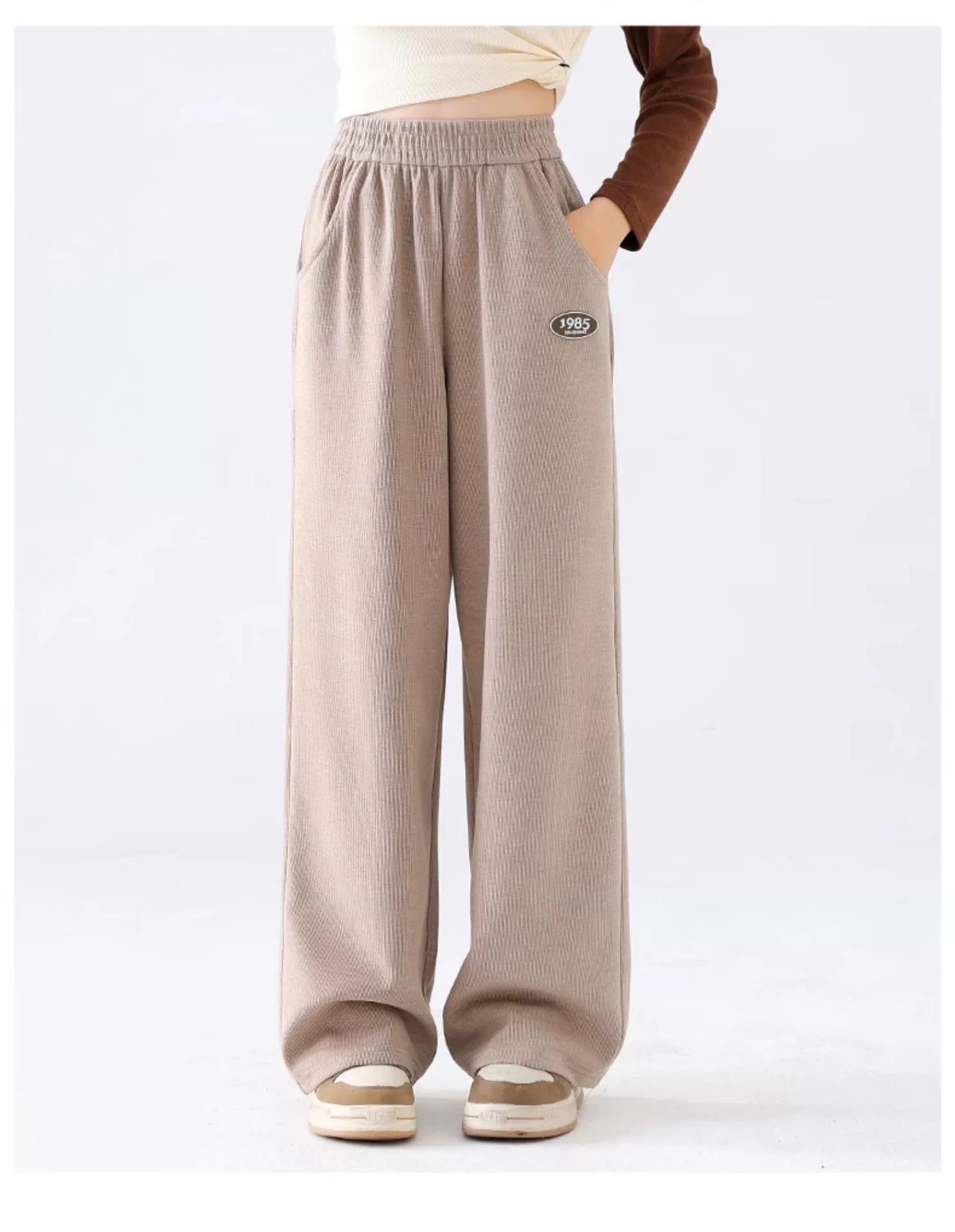 

2024 Осень Новые брюки для девочек Широкие брюки Хлопковые повседневные спортивные брюки Детская одежда 160 хаки