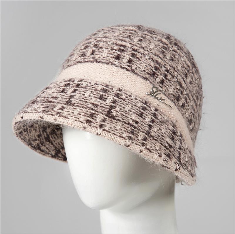 

Вязаная панама женская осенне-зимняя уличная теплая шапка универсальная для маленького лица шерстяная может вешаться маска шляпа average size elastic бежевый