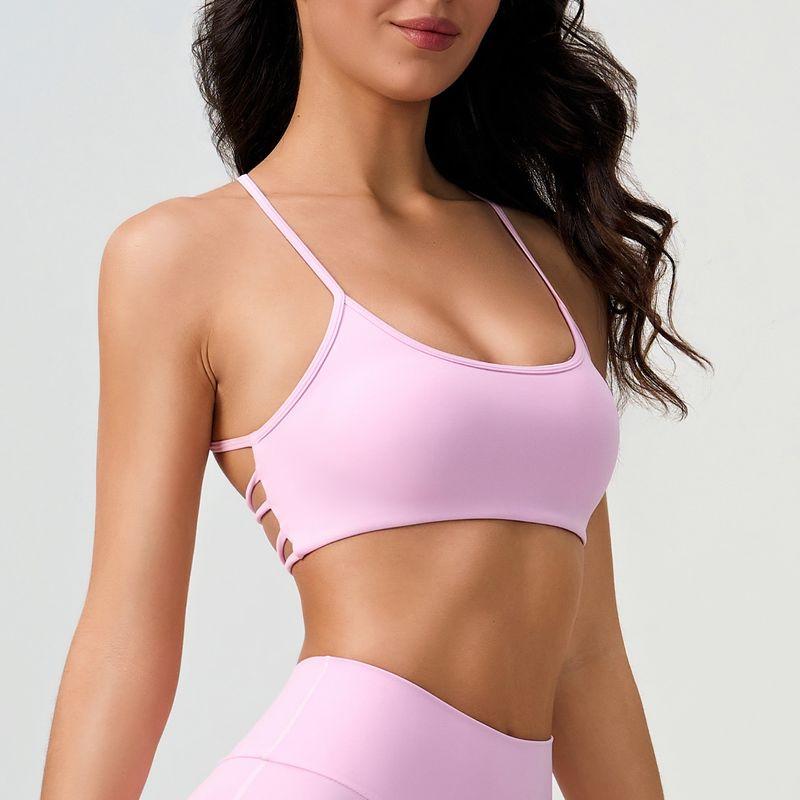 Fashion Nude Feel Beauty Back Yoga Bra Women's Spaghetti Strap Cross Sports Intimates Pilates Fitness Vest Bra
