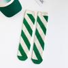 Diagonal Striped Personalized Hole Socks for Women, Mid-calf Socks, Cotton Spring Sweat-absorbing Striped Thigh-high Socks