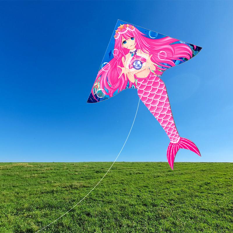 Weifang Hongyun Kite Children Cartoon Mermaid Kite New Triangle Light Breeze Flying Girl Goldfish Swallow 1.6m Mermaid [pink]