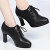 Autumn Deep Mouth Women's Shoes Fashion Office High Heels Comfort Round Toe Women's Work Shoes Winter Fur Platform Pumps