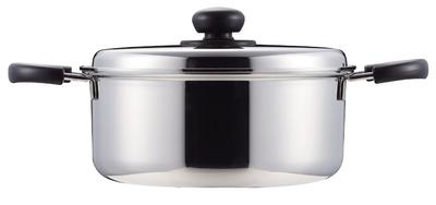 Pearl Metal Pot 22cm with Pot Lid IH Compatible Comfort Made In Japan Two-handed HB-1132