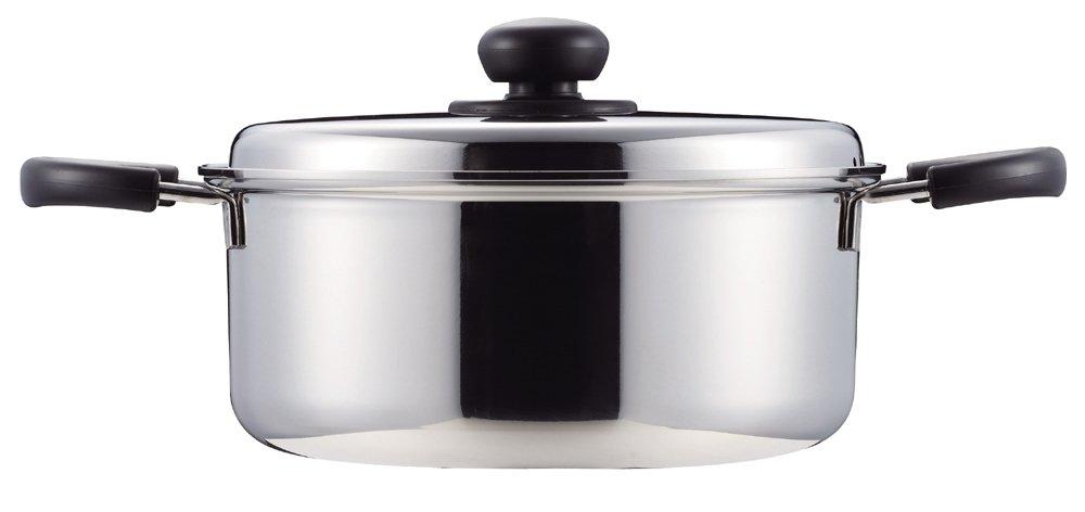 

Pearl Metal pot 22cm with pot lid IH compatible Comfort Made in Japan Two-handed HB-1132 серебряный