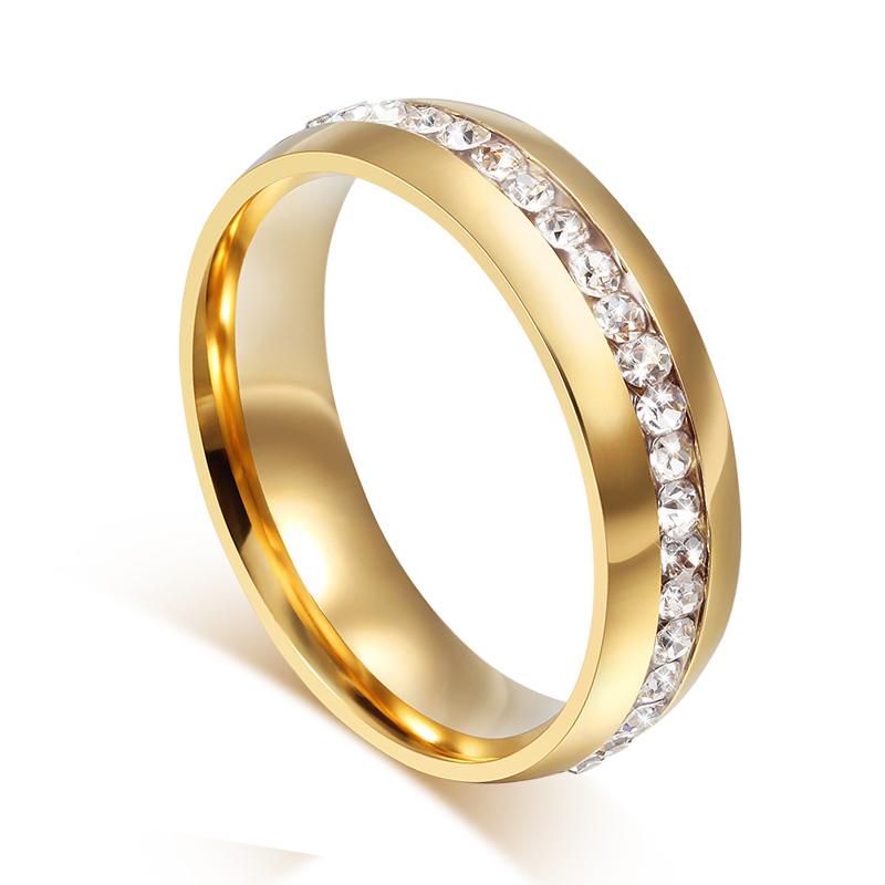 

Gold Tone Wedding Bands Ring for Male Female 6mm Stainless Steel Womens Mens Anillo US Size 5 to 13 Best Love Gift Personalize 5
