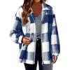 Fashionable Women's Plaid Lambskin Jacket With Pockets Button Plush Coat