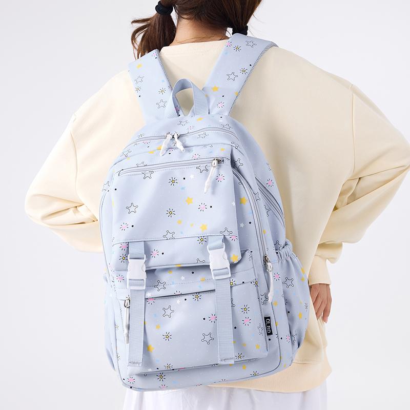 Large Capacity Backpack Printed Student Schoolbag Lightweight Backpack