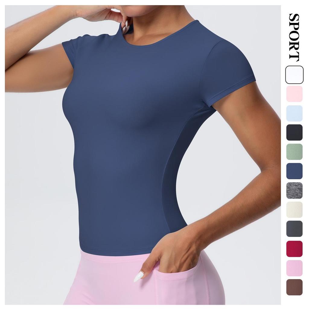 Maglietta da Running da Donna ad Asciugatura Rapida Controllo Pancia - Manica Corta, Sensazione di Nuvola, Top Casual Yoga Fitness.