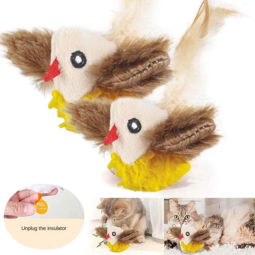 

Rechargeable Wings Flapping Toy Automatic Chirping Sparrow Cat Toy for Indoor Cats