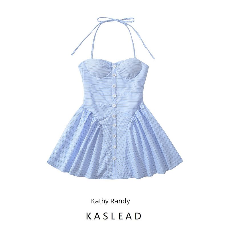 Kaslead New Arrival Women's Clothing Fashion Style Fashion Minimalist French Style Strap Dress