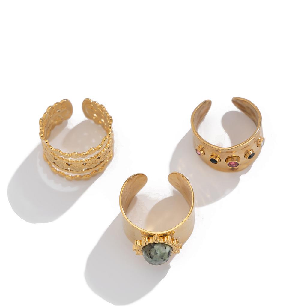 Vintage Punk Diamond Wide Face Ring Set Female, Personalized Metal Hollow Open Ring Ring