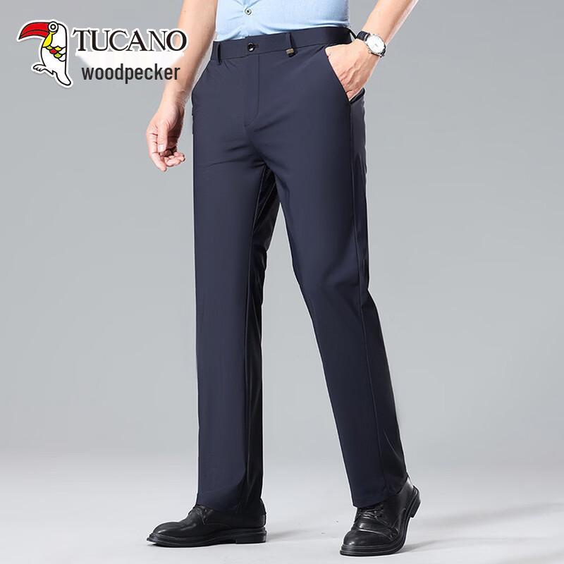 TUCANO Men s Ice Silk Business Casual Straight-Leg Suit Pants 36