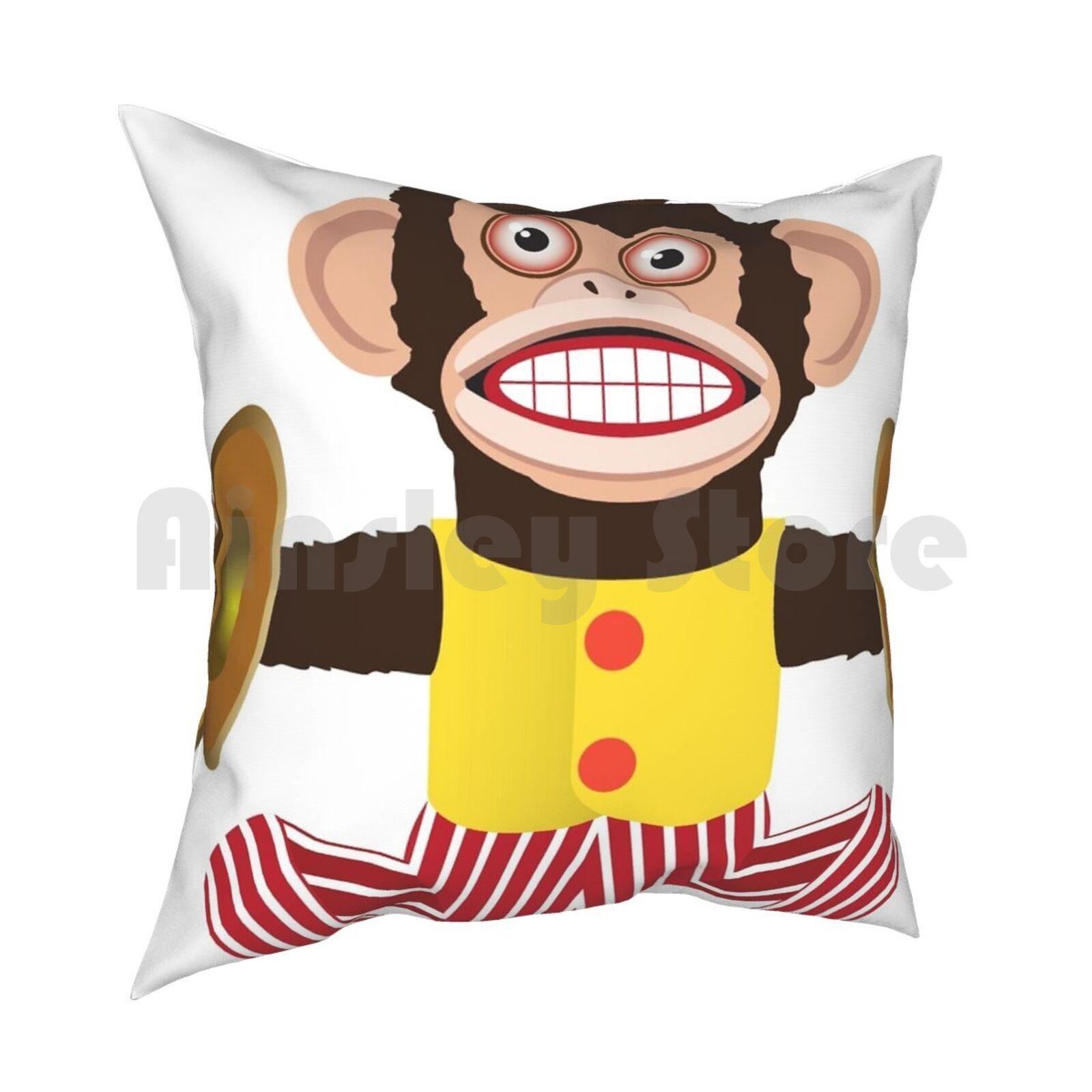 Monkey With Cymbals Pillow Case Printed Home Soft DIY Pillow Cover Monkey With Monkey Evil Music Monkey With Cymbals Toy 30x30cm 12x12in