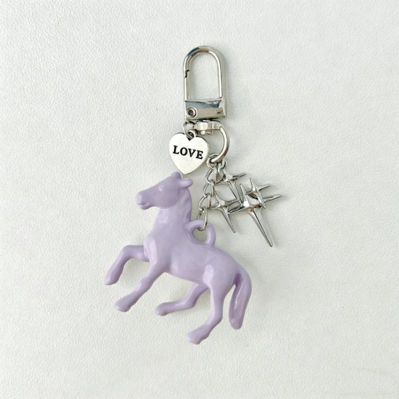 

1Pcs Multi-Functional Bag Pendant Decoration Accessories Cute Acrylic Cartoon Animal Stereoscopic Small Horse Keychain For Women A5
