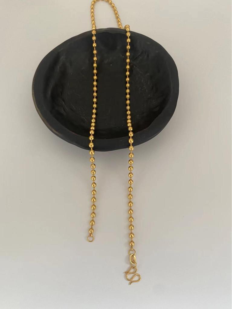 24K Gold Electroplated Sunflower Titanium Steel Necklace with Starry Beads and M-Clasp Design