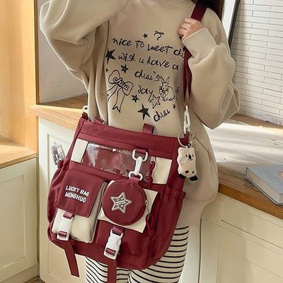 Student Carrying Book Bag Female Elementary School Student Tutoring Bag Canvas Large Capacity Cute Children Tutoring Bag Female Crossbody Bag