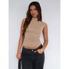 Women European American Style Solid Color Slim Fit Half Turtleneck Sleeveless Sexy Tank Top