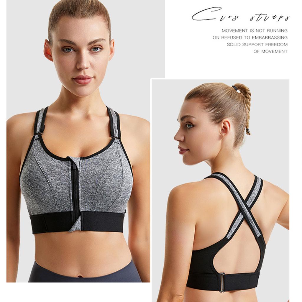 Women Sports Bra Plus Size Women Sports Bra Sexy Yoga Vest Front Zipper Adjustable Strap Shockproof Fitness Athletic Bralette Women Lingerie