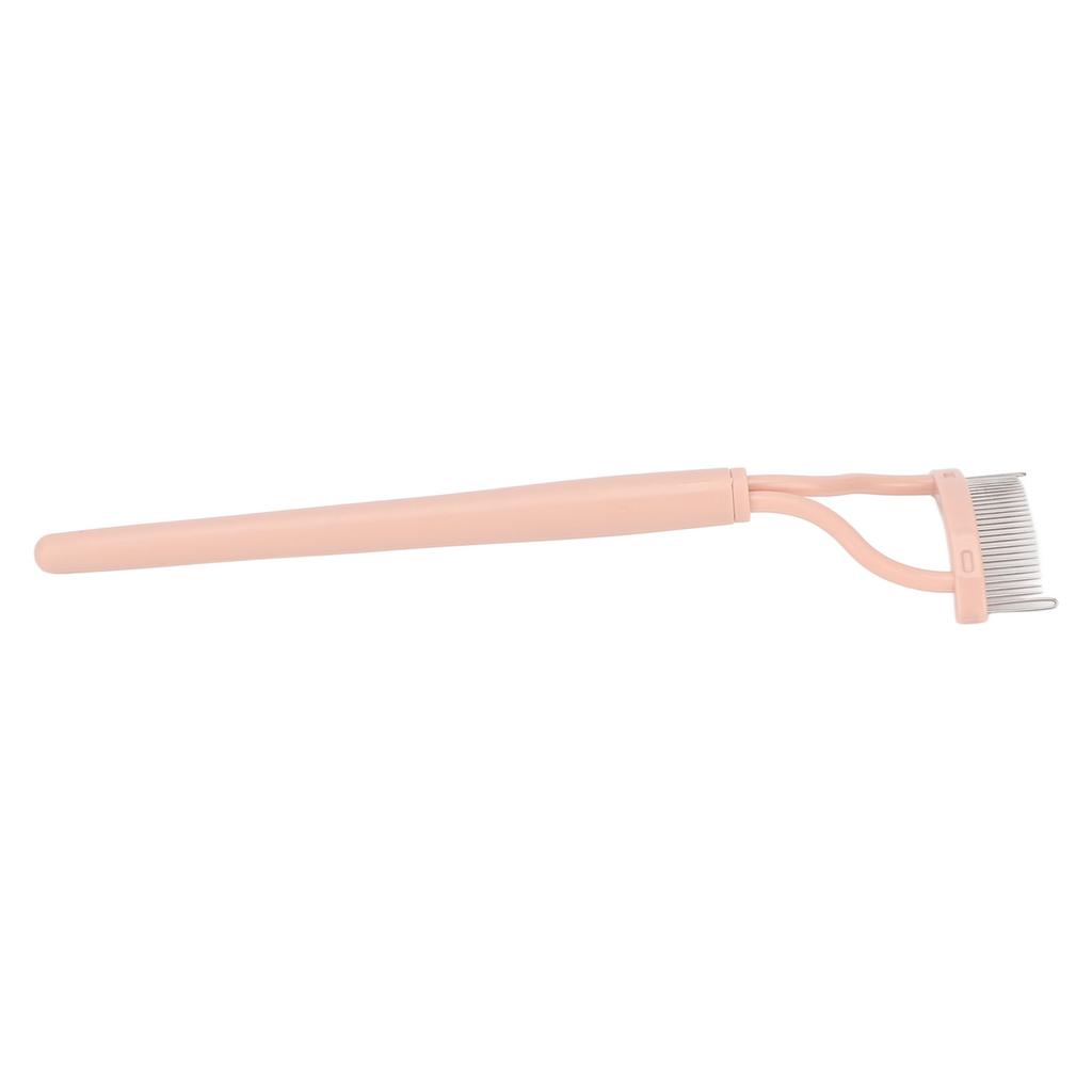 Eyelash Comb Arc Stainless Steel Teeth Eyelash Separator Mascara Applicator Tool with Comb Cover Pink Straight Handle