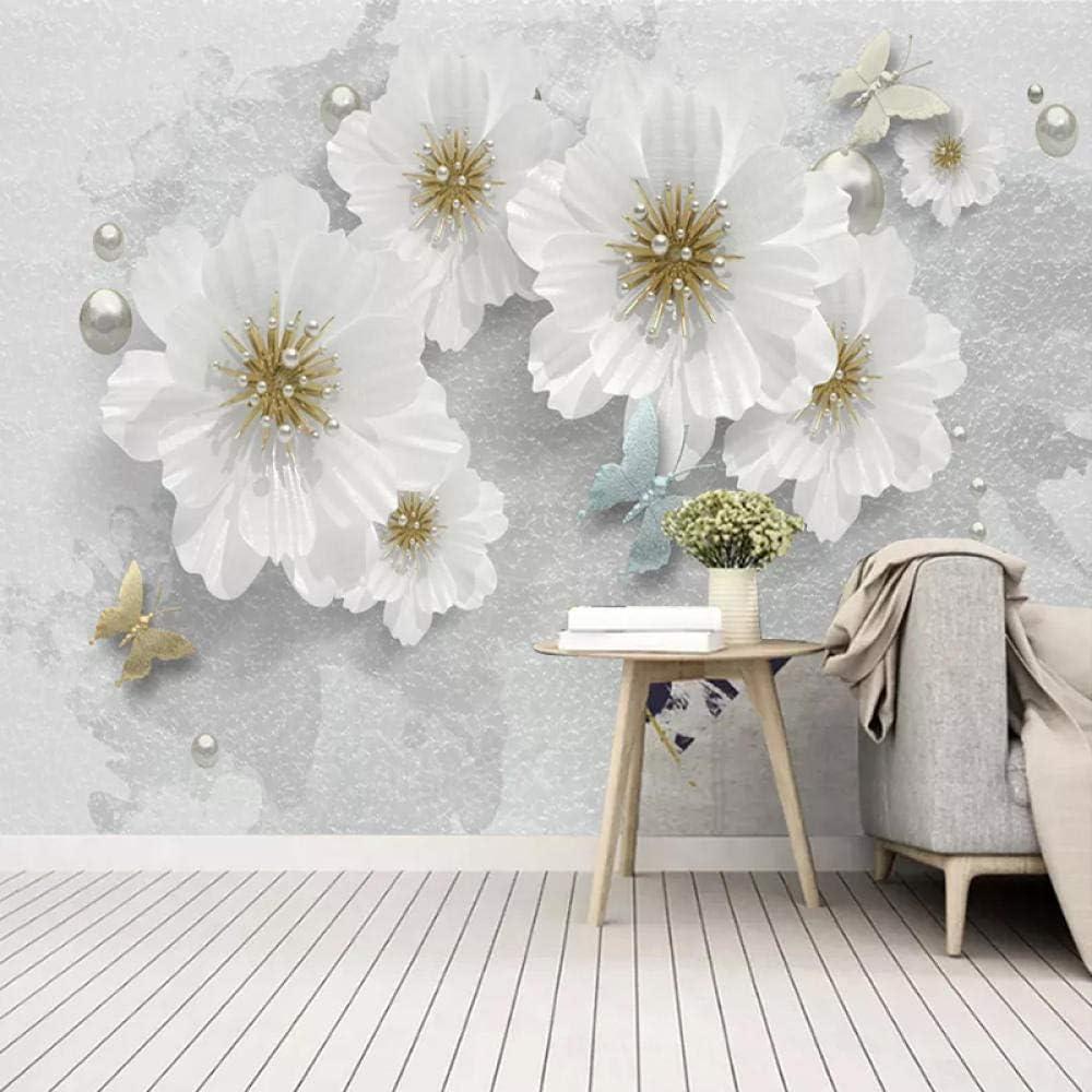 Mural White Vintage 3d Jewels Flowers Wallpaper Living Room Sofa Tv Background Wall Murals