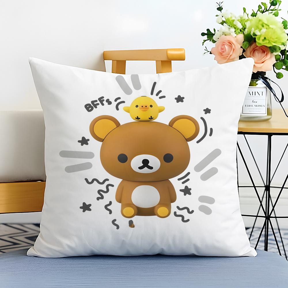 RRilakkuma Cushion Cover Washable Linen Pillowcase Soft  for Sofa Bed Cozy Home Room Decor