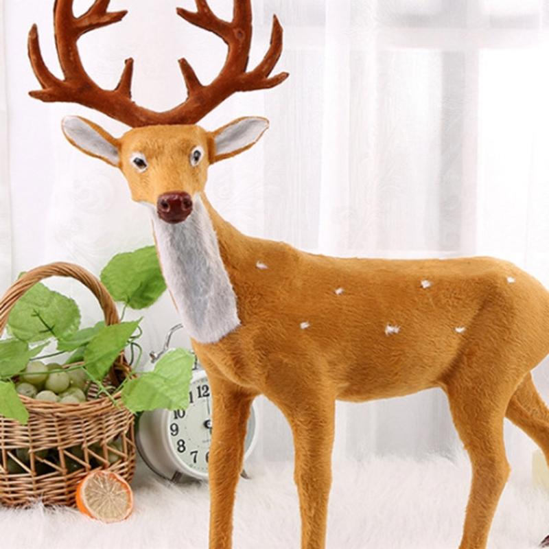 15/20/25/30/35cm Simulation Plush Reindeer Standing Christmas Sika Deer Xmas Elk Dolls Holiday Reindeer Figures
