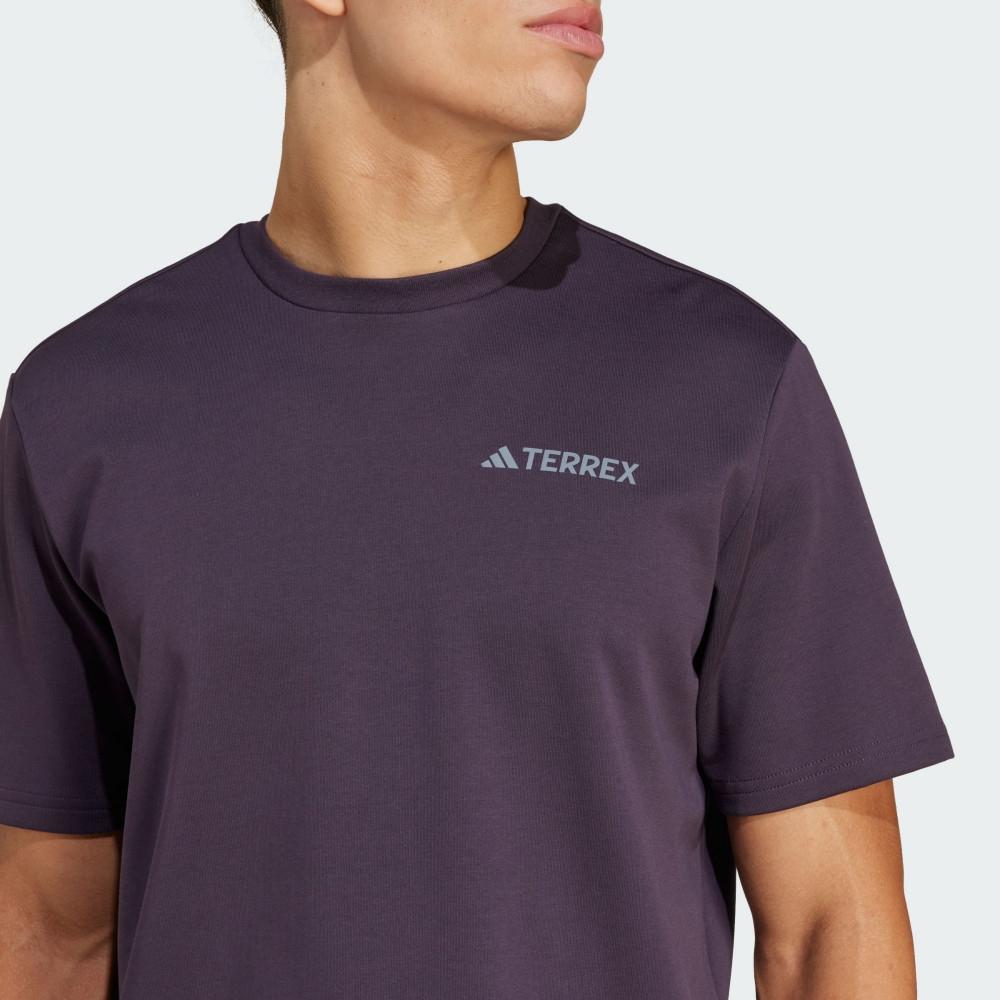 Adidas Terrex Outdoor Quick-Dry Crew Neck Short Sleeve T-Shirt Men Tops Purple JI8307