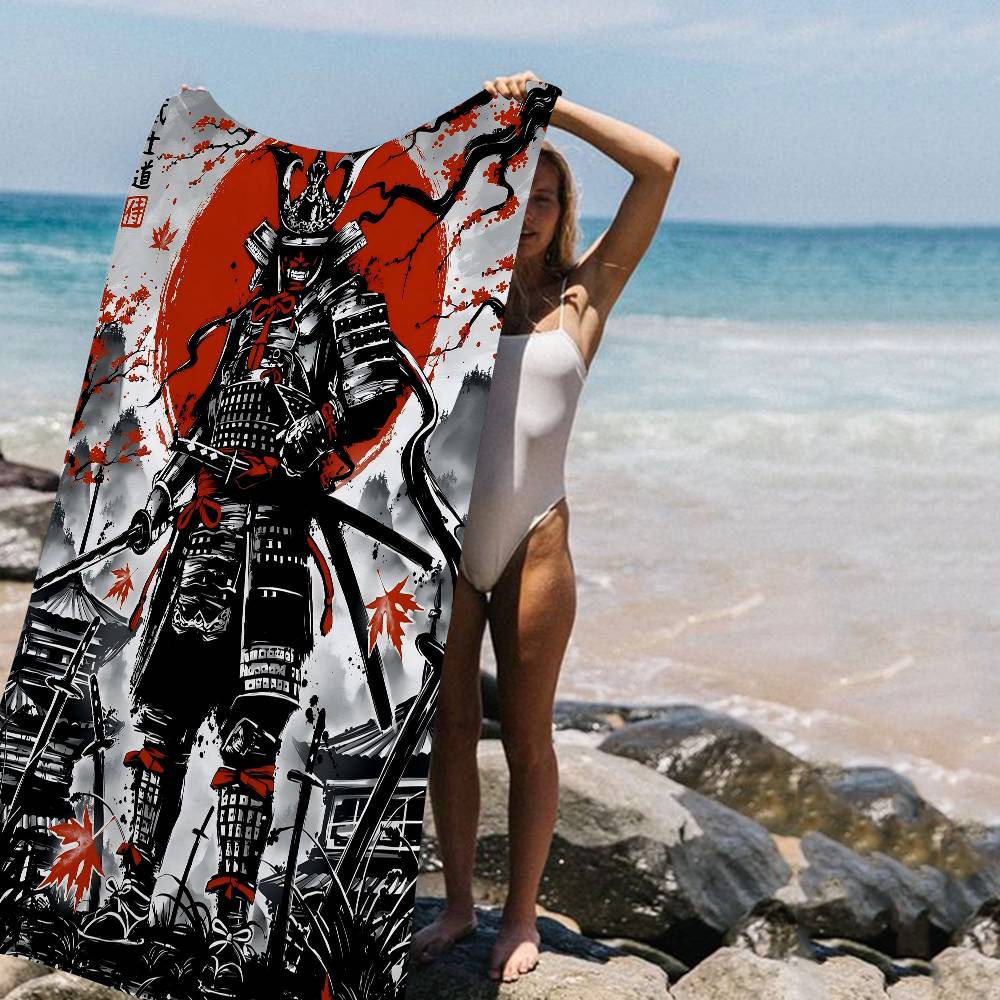 Anime Japan Retro Samurai Microfiber Printed Beach Towel Mountain Climbing Yoga Beach Swimming Running Absorbent Soft Towel