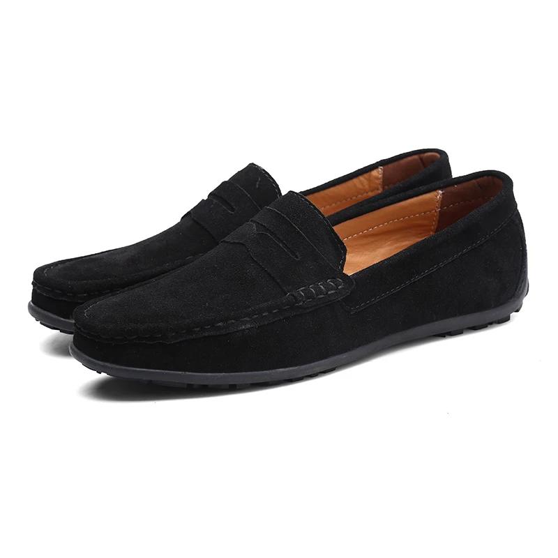 Fashion Genuine Leather Cow Suede Men Shoes Luxury Brand Casual Formal Mens Loafers Moccasins Footwear Black Male Driving Shoes Hombres
