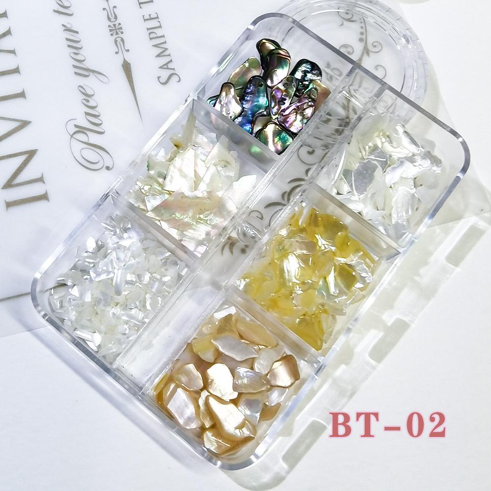 6-Color Deep Sea Aurora Iridescent Shell Nail Art Gift Box: Ultra-Thin Abalone Shell Pieces