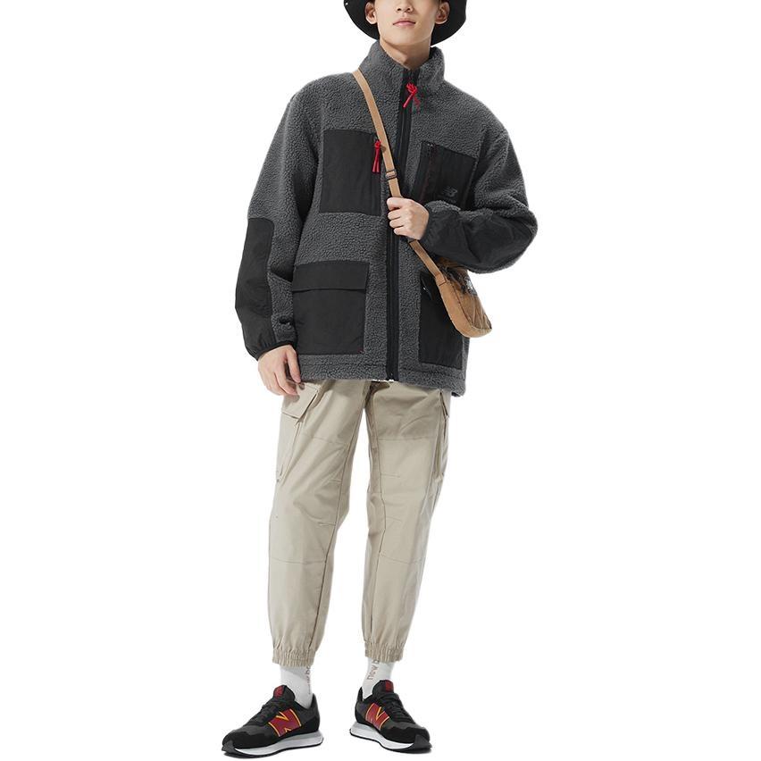 New Balance Men's New Balance Contrasting Colors Pocket Reversible Stand Collar Lamb's Wool Jacket Black AMJ21349-BK