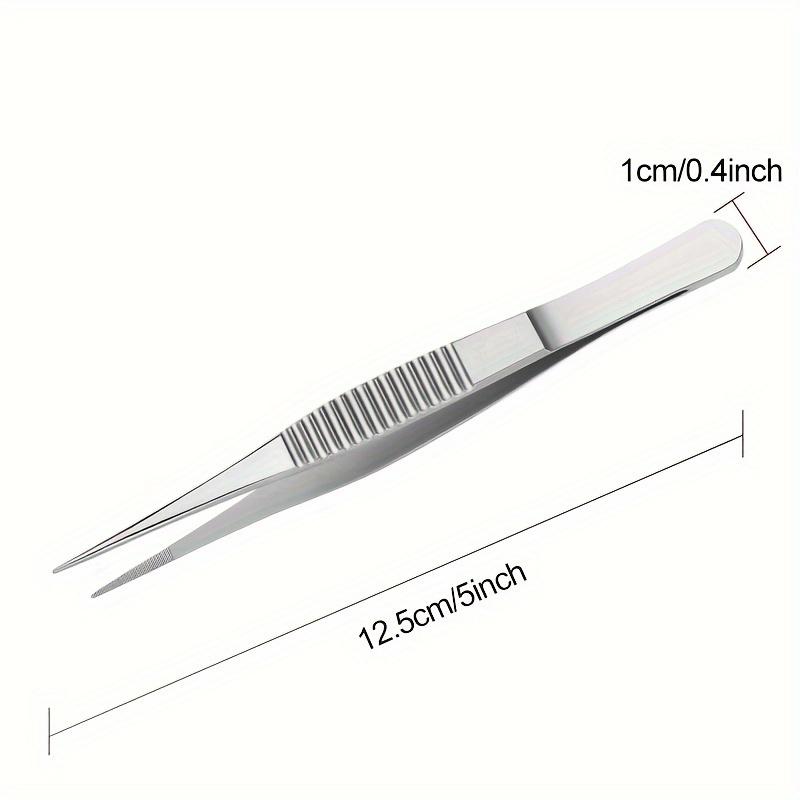

Утолщенный пинцет из нержавеющей стали с анатомическим кончиком, биологический пинцет с острым кончиком, лабораторный противоскользящий пинцет с зубчиками и горизонтальными полосками 12.5cm