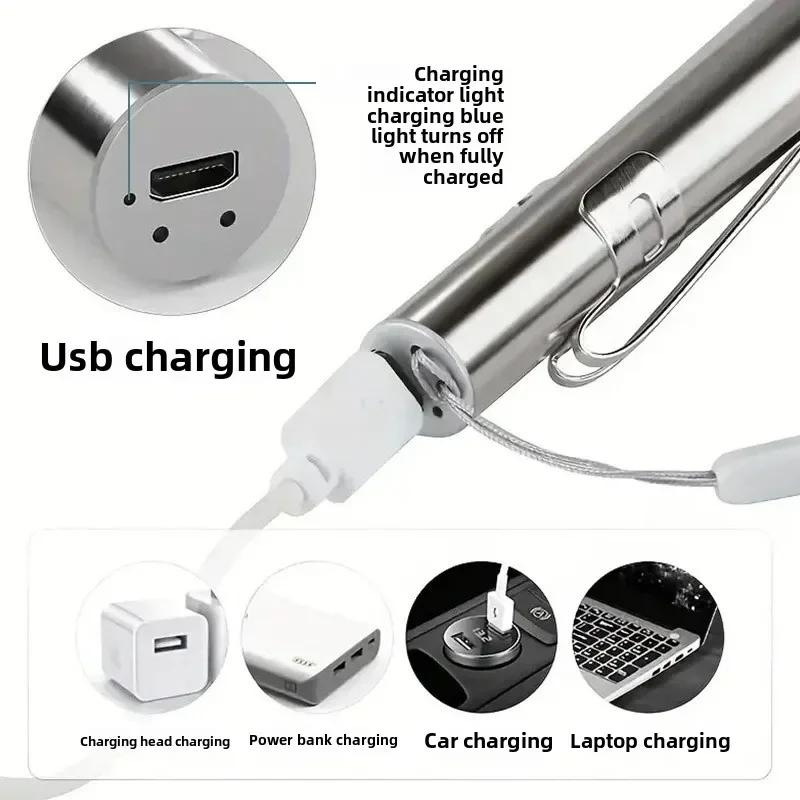 Mini Portable Medical Handheld LED Pen Light Flashlight USB Rechargeable Dental Nurse Flashlight, Rechargeable
