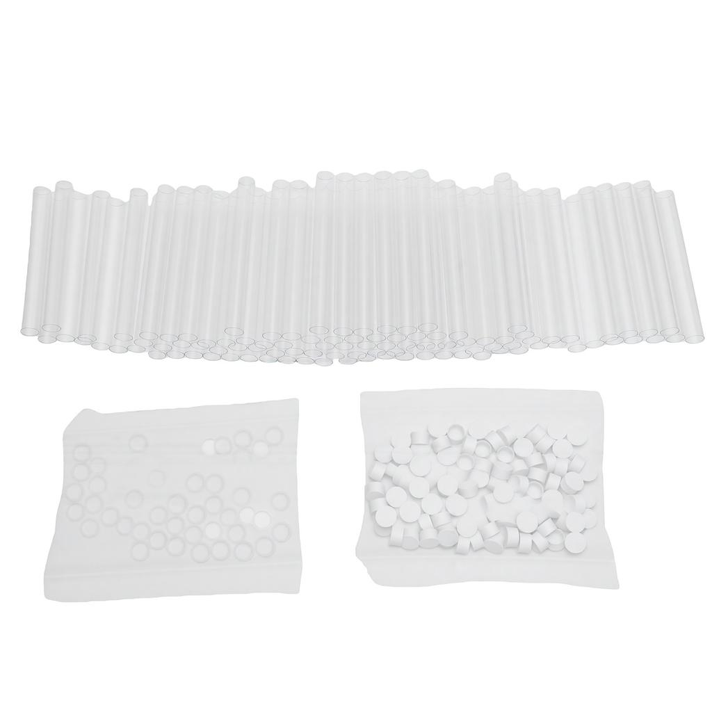 100pcs Clear Bead Storage Tubes PVC Test Tube with Lids for Sewing Needles Pins Small Buttons