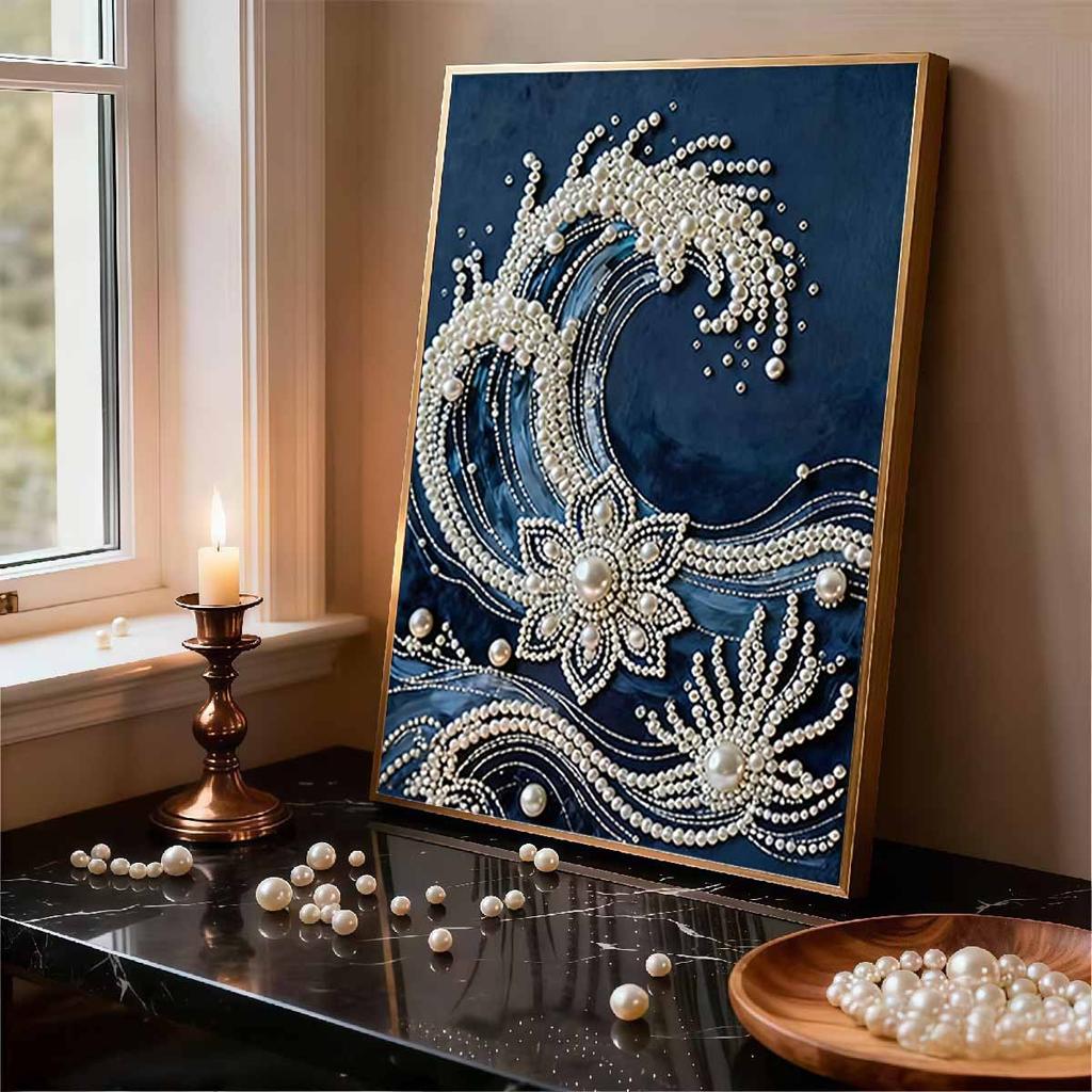 DIY Wave Pearl Diamond Art Kits Without Frame 30x40cm Gem Art Diamond Painting Kits for Adults/Beginners Gift Idea Home Wall Decor