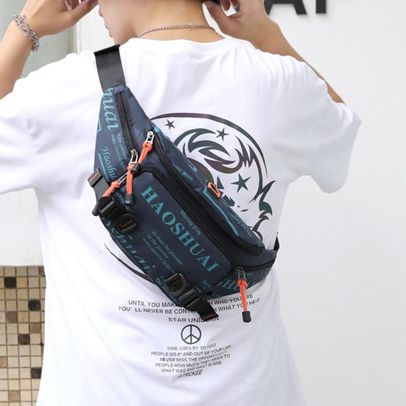 Marsupio da Uomo Cintura Borsa da Corsa Nylon Impermeabile Multiuso Viaggio Sport Maschile Monospalla Petto Marsupio Hip Bag