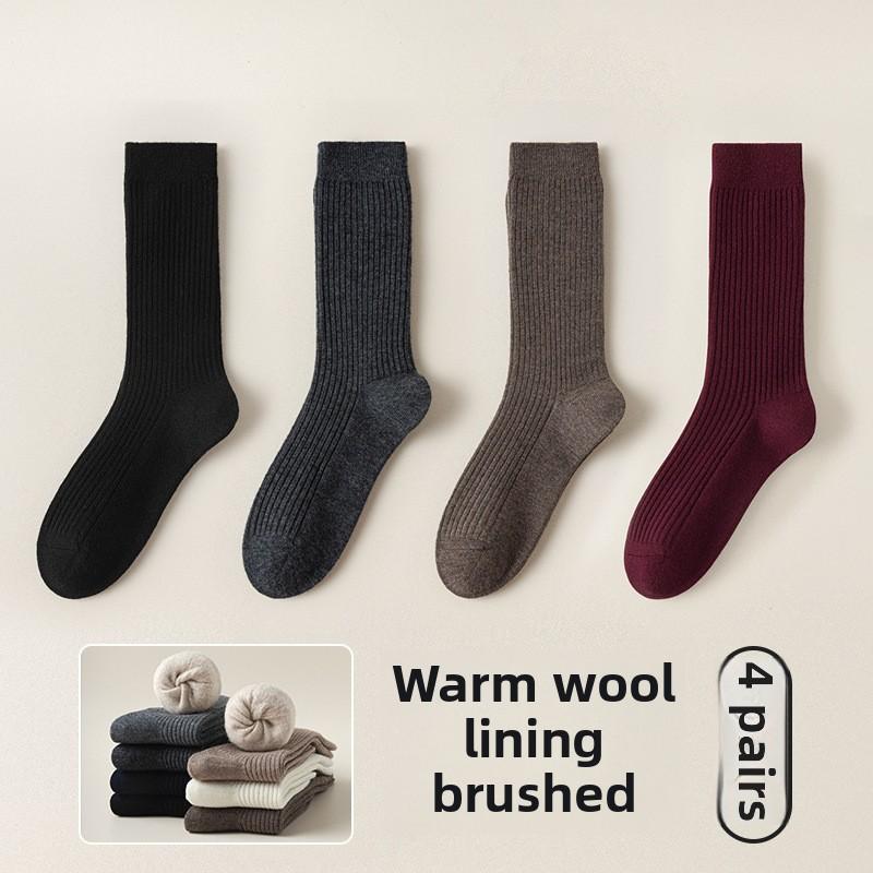 4 Pairs of Female Autumn/Winter Wear Resistant Warm Soft Fluffy Plus Long Wooly Socks