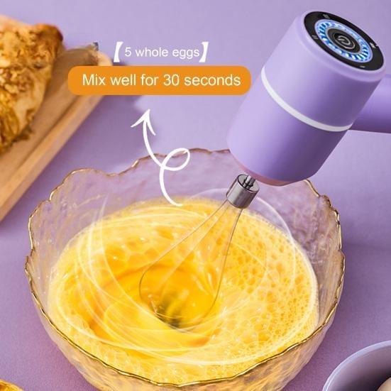 Electric Egg Beater Handheld Mixer USB-C Charging Cordless Whisk with Detachable Beaters 3 Speeds Modes Kitchen Tool for Baking Cooking