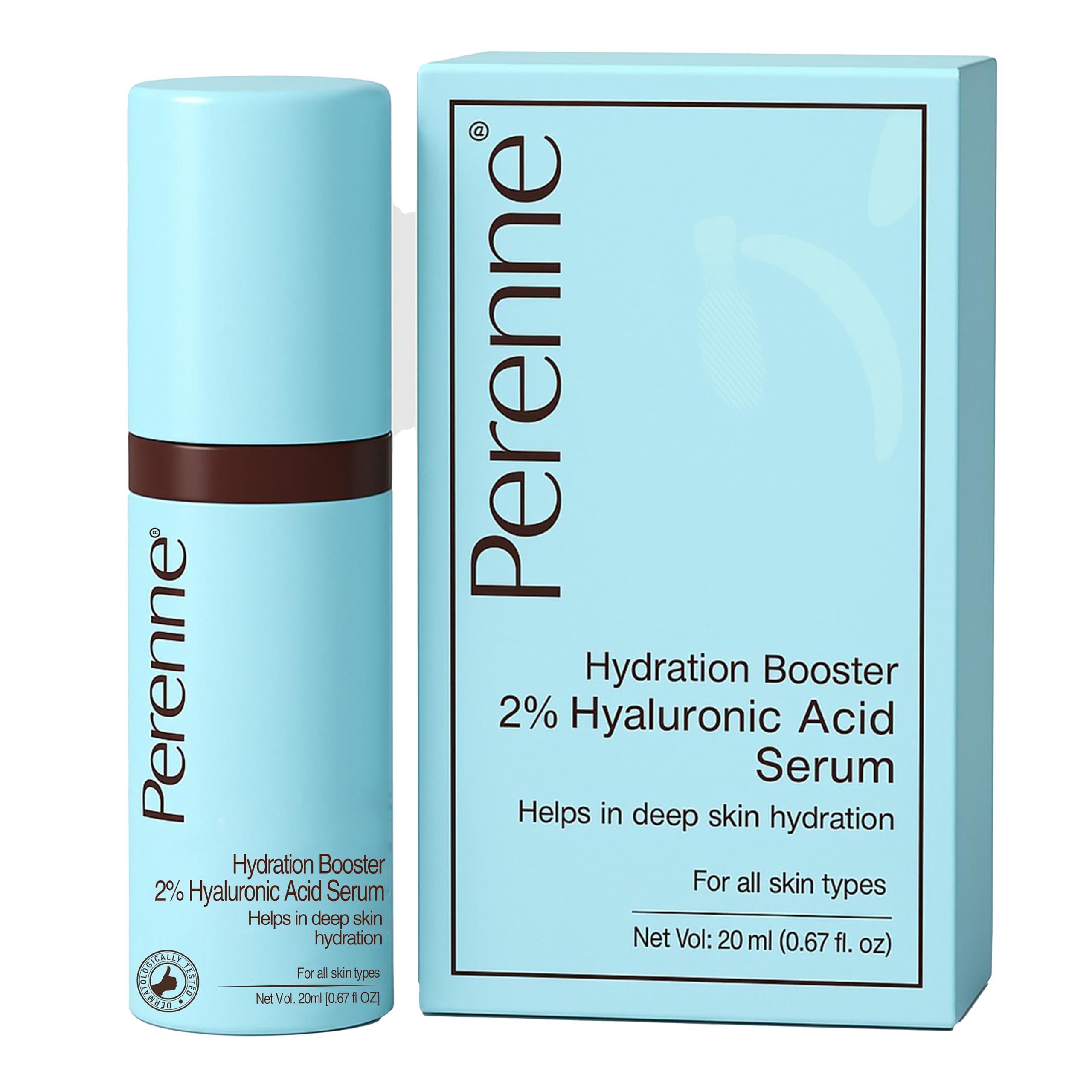 Perenne Hydration Booster 2% Hyaluronic Acid Serum With Swiss Glacier Water | Intense Hydration + Plumping |Lightweight & Fast-Absorbing| 92% Natur