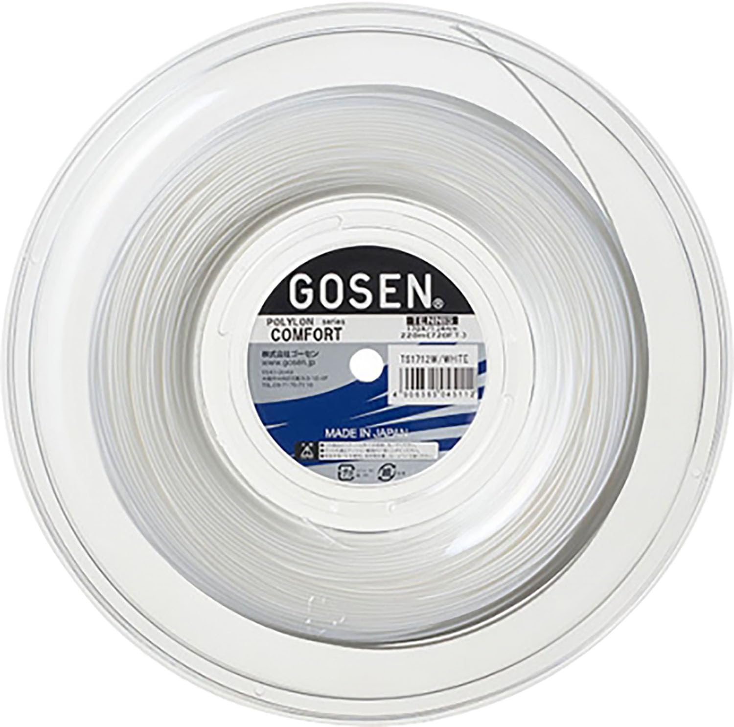 

GOSEN Tennis Gut String COMFORT 17 200m Roll TS1712 белый