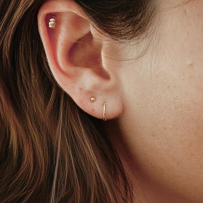 14k Hidden Clicker One-Touch Earrings (14k Gold) LFE58